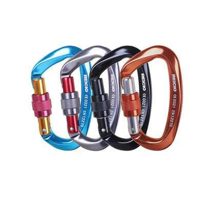 अच्छा दाम Black Oxide Coated Coating Aluminum Carabiner 25KN D Shape Flat Hook for Climbing ऑनलाइन