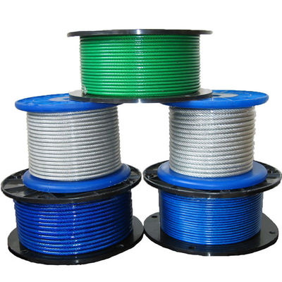 अच्छा दाम 5/32 इंच से 7/16 इंच तक सीधे PVC लेपित स्टील केबल रस्सी 7x7 / 7x19 ग्रेड कार्बन स्टील लंबाई 100-2000 मीटर ऑनलाइन