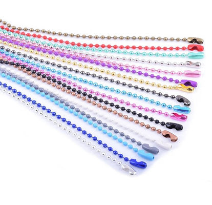 अच्छा दाम अनुकूलित रंगीन लेपित स्टील कीचेन, मोती गेंद कुत्ते टैग श्रृंखला ऑनलाइन