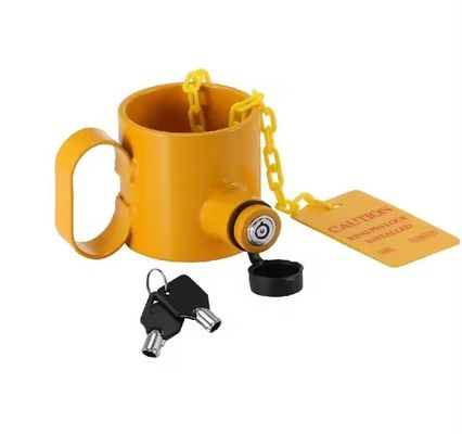 अच्छा दाम Wheel King Pin Lock with Handles and Warning Tag The Perfect Addition to Your Trailer ऑनलाइन