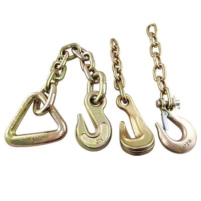 अच्छा दाम Yellow Zinc Plated High Strength G70 Transport Chain with Hook 20Mn2 Material ऑनलाइन