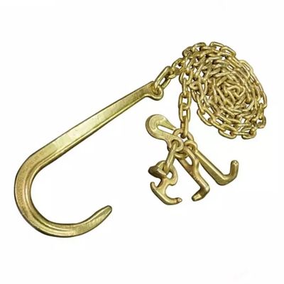 अच्छा दाम Diameter 8mm Black Yellow Galvanized Transport Chain Towing Chains with Hooks ऑनलाइन