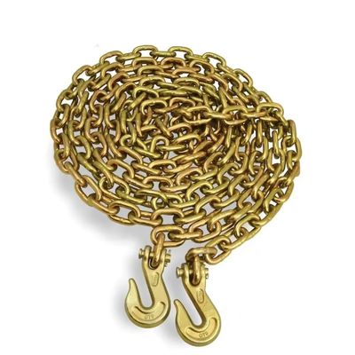 अच्छा दाम 3/8''X 20 Ft Yellow Zinc Heavy Duty Welded Chain G 70 With Clevis Grab Hook ऑनलाइन