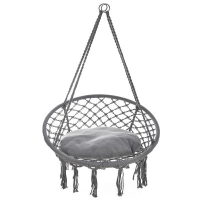 अच्छा दाम हाथ से बुना हुआ कैंपिंग हैंगिंग चेयर मैक्रैम आधुनिक कॉटन रस्सी स्विंग चेयर ऑनलाइन