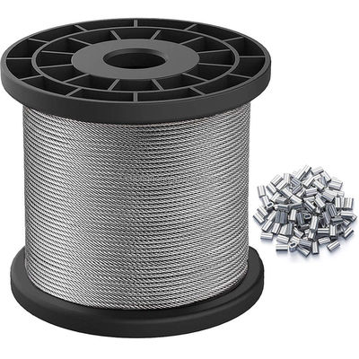 अच्छा दाम Stainless Steel 304 Wire Cable 7x7 Strands Core Steel Cable 328FT Aircraft Cable Sleeves Stops 1/16 7*7 Wire Rope For Outdoor ऑनलाइन