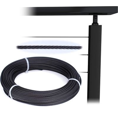 अच्छा दाम इनडोर केबल रेलिंग और डेक बाड़ लगाने के लिए ब्लैक वायर रोप फिटिंग 150 फीट टी316 स्टेनलेस स्टील 7x7 1/8