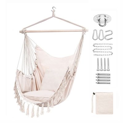 अच्छा दाम Hanging Chair Garden Outdoor Hammock Camping With Wooden Hammock Chair Boho Hammock ऑनलाइन
