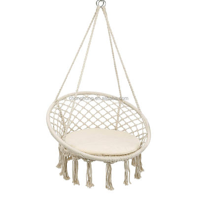 अच्छा दाम Round Hanging Hammock Outdoor Garden Cotton Rope Macrame Fringe Patio Swing Hammock Chair Pet Hammock ऑनलाइन