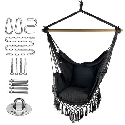 अच्छा दाम 100*130cm 320g पॉलिएस्टर-कॉटन हैंगिंग रोप स्विंग झूला दो तकियों के साथ ऑनलाइन