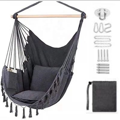 अच्छा दाम 100*130cm 320g Polyester-cotton Hanging Rope Swing Hammock With Two Pillows ऑनलाइन