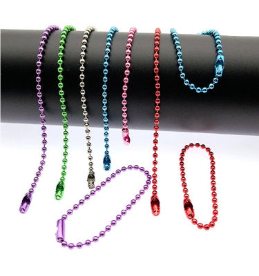 अच्छा दाम Colorful 120mm Long Mixed Color Metal Adjustable Antiqued Ball Chain with Bead Connector Clasp Keychain ऑनलाइन